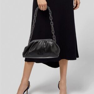 Badgley Mischka Wrapped Frame Vegan Soft Leather Chunky Chain Clutch